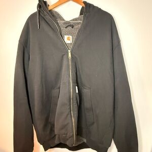 Carhartt Sherpa Lined Zip Hoodie Jacket Black 2XL Tall Workwear